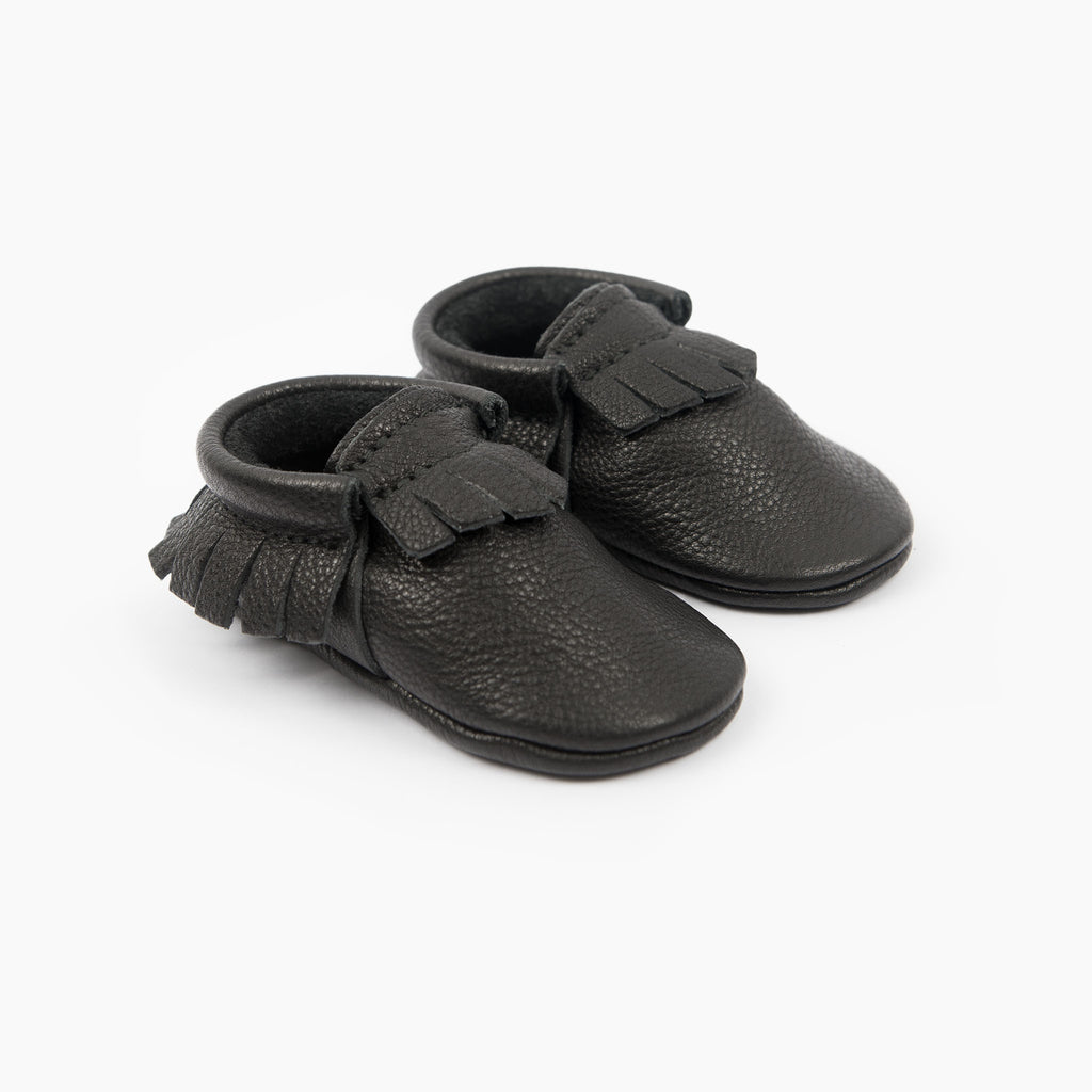amy and ivor black baby eco leather baby moccasins uk