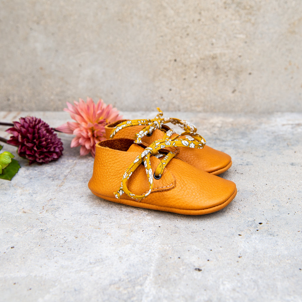 OCHRE TRAVELLERS WITH LIBERTY PRINT LACES