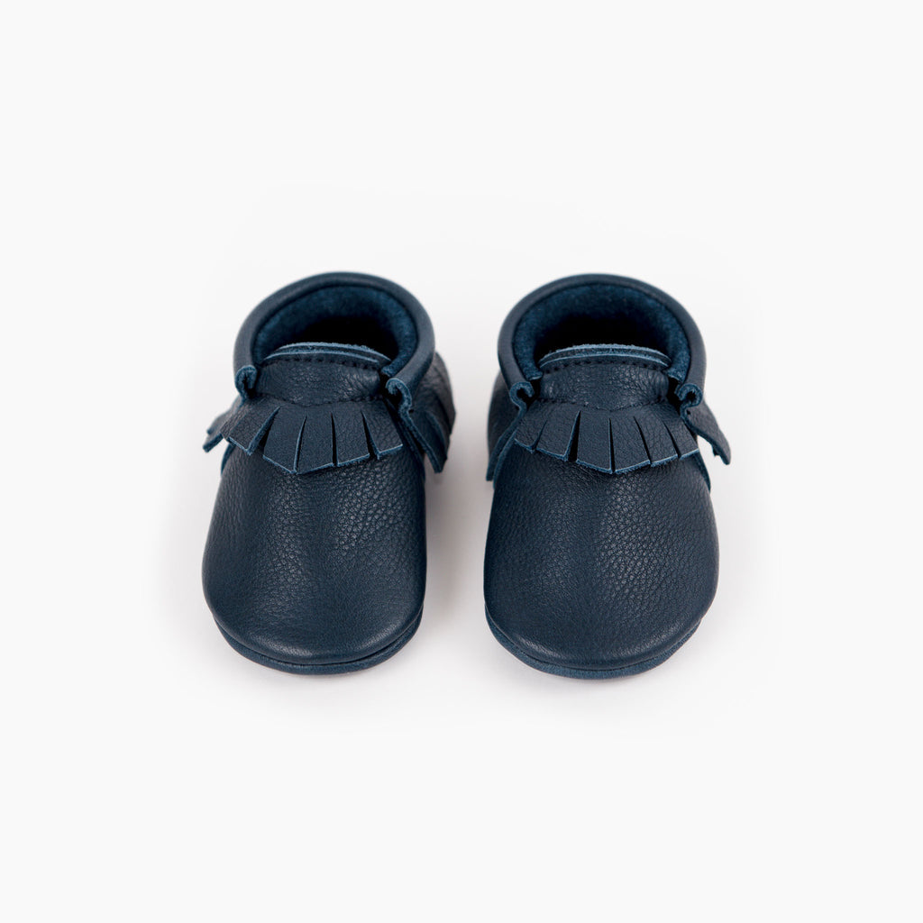 Amy & Ivor Ink classic slip on handmade leather baby moccasins 